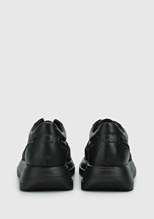 Siyah Deri Kadın Sneaker