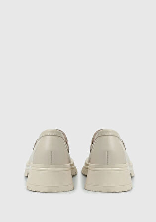 Ekru Deri Kadın Ayakkabı
