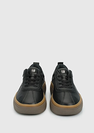 Siyah Deri Kadın Sneaker