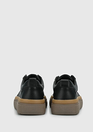 Siyah Deri Kadın Sneaker