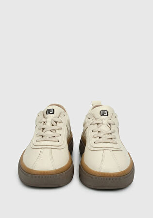 Ekru Deri Kadın Sneaker