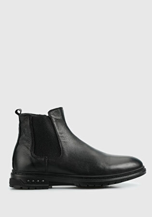 Siyah Deri Erkek Bot