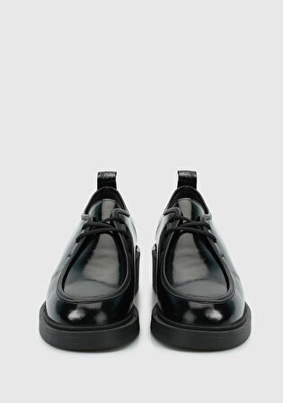 Siyah Deri Kadın Ayakkabı