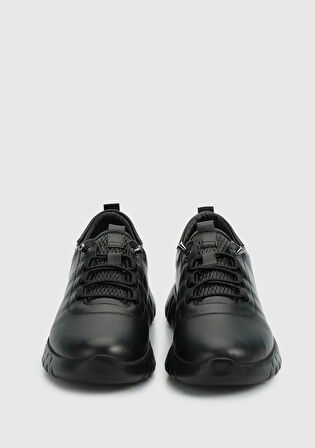 Siyah Deri Kadın Ayakkabı