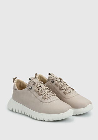 Bej Deri Kadın Ayakkabı