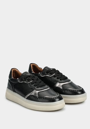 Siyah Deri Kadın Sneaker