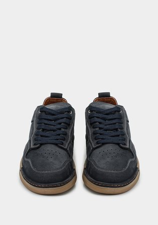 Lacivert Deri Erkek Sneaker