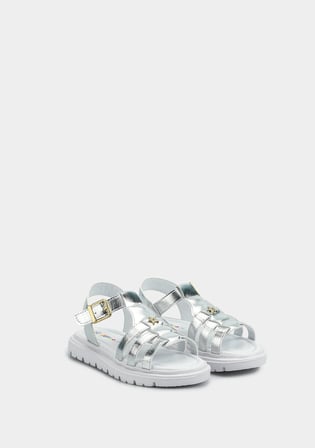 Gümüş Kız Çocuk Düz Sandalet