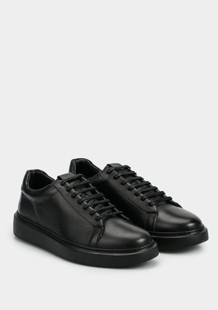 Siyah Deri Erkek Sneaker