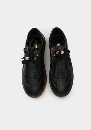 Siyah Deri Kadın Sneaker