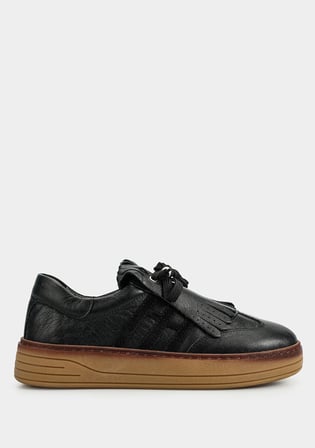 Siyah Deri Kadın Sneaker