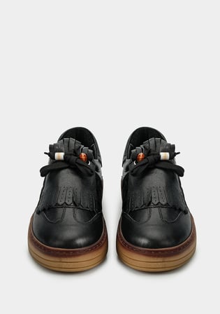 Siyah Deri Kadın Sneaker