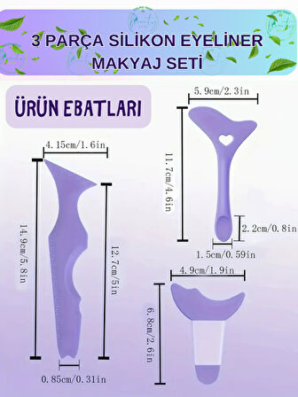 3 Parça Silikon Eyeliner Makyaj Şablon Seti