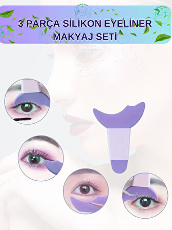 3 Parça Silikon Eyeliner Makyaj Şablon Seti