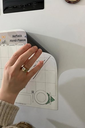 Haftalık Menü Planlayıcı Magnet Mıknatıslı Yazı Tahtası Buzdolabı Magneti Pano 30x30 Cm + Kalem
