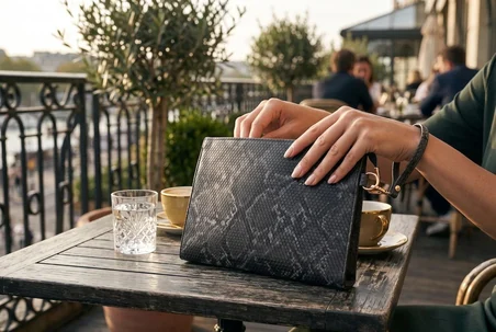 Nora Kadın Portföy El Çantası - Bilek Askılı Desenli Clutch Çanta
