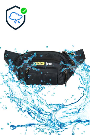 4954 Su Geçirmez Çok Bölmeli Kulaklık Çıkışlı Siyah Bel Çantası (Bum Bag)