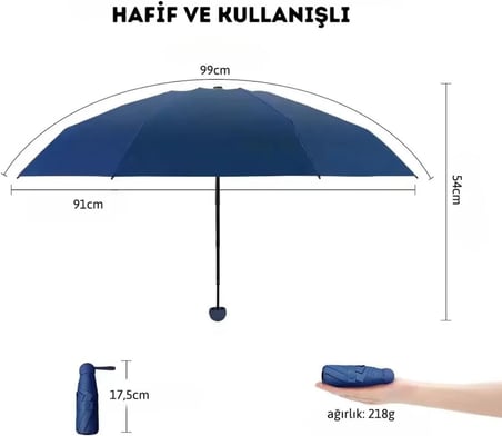 adornist 3’ü 1 Arada Premium Kapsül Şemsiye: Sert Koruyucu Kapsül + Islaklık Önleyici Plastik Kılıf Dahil | UPF 50+ UV Korumalı, Rüzgara Dayanıklı, Mini Şemsiye