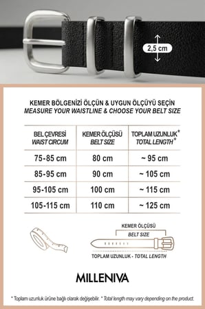Çift Köprülü Siyah İnce Kadın Kemer 2.5 cm