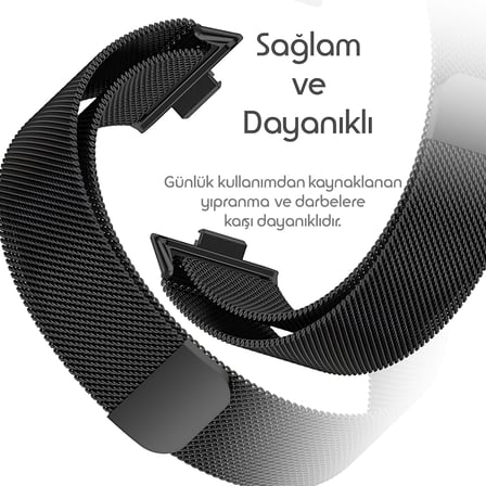 Huawei Watch Fit 4/Fit 4 Pro/Fit 3 ile Uyumlu Metal Hasırlı Kordon Manyetik Tasarımlı Terletmeyen Nefes Alan Hafif Yapılı Bileğe Göre Ayarlanabilen Deformasyona Dayanıklı Milano Kayış