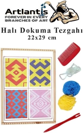 Halı Dokuma Tezgahı 1 Paket Hobi Okul Elişi Çocuk Halı Dokuma Tezgah Seti 22x29 cm