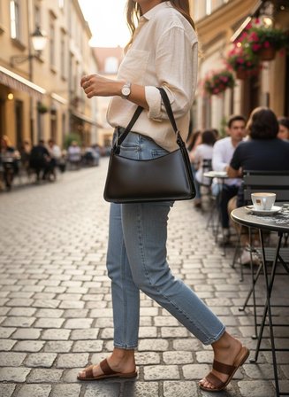 Kadın Siyah Minimalist Baget Omuz Çantası