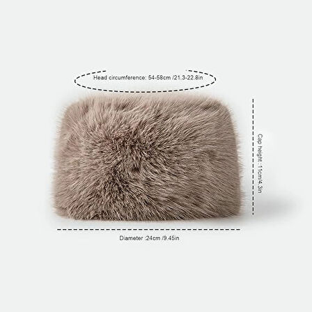 Kadın Peluş Kürk Yuvarlak Kalpak Şapka