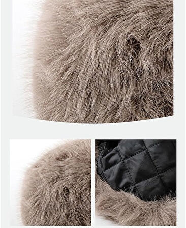 Kadın Peluş Kürk Yuvarlak Kalpak Şapka