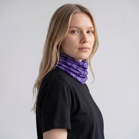 Çok Fonksiyonlu Dikişsiz  Mor Bandana-Motosiklet Yüz Maskesi, Spor Kafa Bandı ve Boyunluk