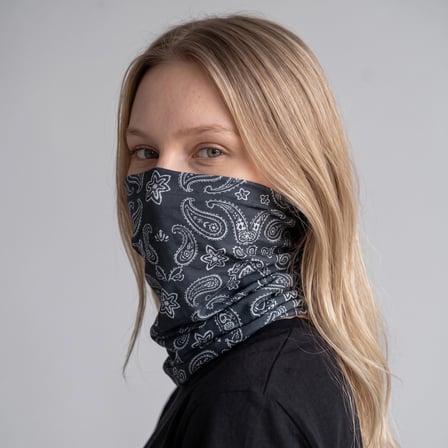 Çok Fonksiyonlu Dikişsiz Siyah Bandana-Motosiklet Yüz Maskesi, Spor Kafa Bandı ve Boyunluk