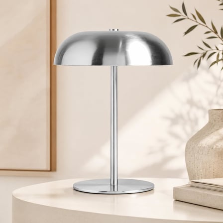 Modern Mantar Tasarımlı Masa Lambası, Beyaz Dekoratif LED Masaüstü Aydınlatma, Şık Gece Lambası, Komodin, Çalışma Masası, Salon ve Ofis Kullanımına Uygun Dekoratif Abajur (GÜMÜŞ)
