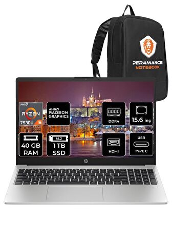 HP 255 G10 Ryzen 5 7530U 40GB RAM 1TB SSD 15.6'' FHD FDOS 8A547EA & PER4 ÇANTA