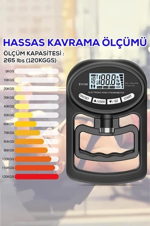 Dijital El Dinamometresi Kavrama Gücü Ölçüm Cihazı – LCD Ekranlı, Ayarlanabilir, Taşınabilir