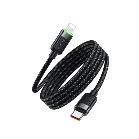 Ca-2010 36W Usb-C To Lightning Manyetik Sarilabilir Kablo - 1.2 M, Siyah