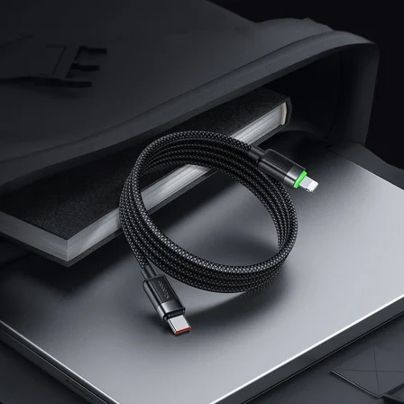 Ca-2010 36W Usb-C To Lightning Manyetik Sarilabilir Kablo - 1.2 M, Siyah