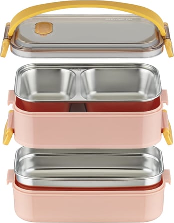 Vagonlife Bento Lunch Box Ofis-Okul İçin Yeni Nesil Sefer Tası 2 kat Taşıma Kulplu Çelik FF367 Lacivert