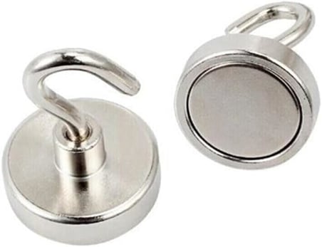 Dünya Magnet 2 Adet 25Mm Kancalı Pot Mıknatıs - Güçlü Neodyum Askı Kanca Mıknatıs (2'Li Paket) - N35