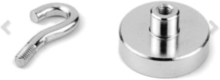 Dünya Magnet 2 Adet 25Mm Kancalı Pot Mıknatıs - Güçlü Neodyum Askı Kanca Mıknatıs (2'Li Paket) - N35