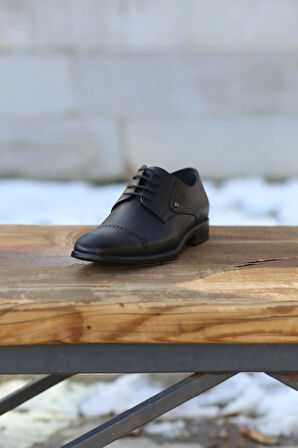 Erkek Mevsimlik Klasik Kundura Hakiki Deri  Kauççuk Taban Bağlı