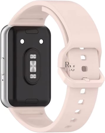 Samsung Galaxy Fit 3 İle Uyumlu Silikon Spor Kordonlu Klasik Kayış Kordon Pudra