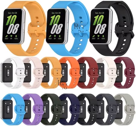 Samsung Galaxy Fit 3 İle Uyumlu Silikon Spor Kordonlu Klasik Kayış Kordon Pudra