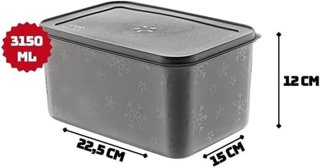 Deconox No Frost Silikon Yumuşak Kapalı Saklama Kabı Dondurucu ve Buzluk Saklama Kabı 3150 ml, Kapaklı No Frost Saklama Kabı 3150 Ml, Derin Dondurucu Saklama Kabı 3150 Ml
