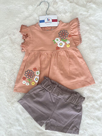 Papatya Baskılı Şortlu Takım