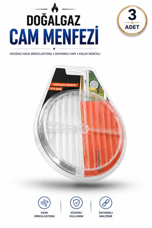 Doğalgaz Cam Menfezi Şeffaf Yuvarlak Cam Havalandırma Menfezi Vidalı Kolay Montaj Dayanıklı Plastik Hava Sirkülasyon Aparatı (Blisterli) - 3 ADET