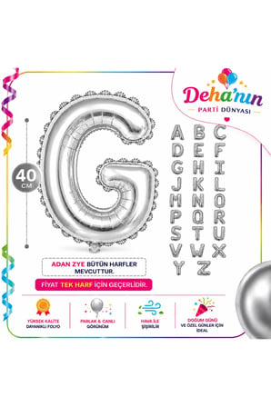 Adan Zye Harf Gümüş Folyo Balon 40cm