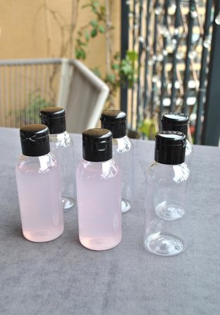 6 Adet 100 ml Siyah Fliptop Kapaklı Şeffaf Kolonya Şişesi Doldurulabilir Pet Şişe Şampuan Krem Seyahat Boy