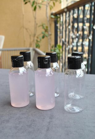 6 Adet 100 ml Siyah Fliptop Kapaklı Şeffaf Kolonya Şişesi Doldurulabilir Pet Şişe Şampuan Krem Seyahat Boy