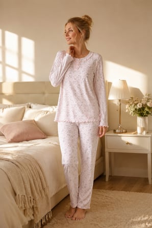Angelique %100 Pamuk Uzun Kol Kadın Pijama Takımı 40105-106