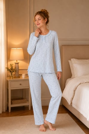 Angelique %100 Pamuk Uzun Kol Kadın Pijama Takımı 40105-106