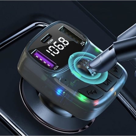 Bluetooth 5.3 FM Transmitter Araç İçi PD 30W Çıkışlı LED Renk Seçenekli, 028GNXY83